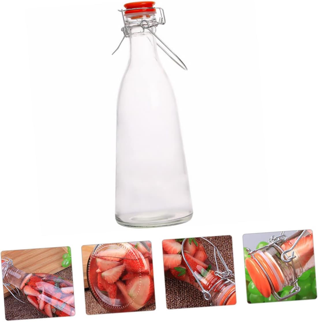 1pc Airtight Swing Bottle Practical Brewing Bottle for Fruit Enzyme Water Beer and Home-pressed Juice Thickened Glass Storage Container Swing-top Lid