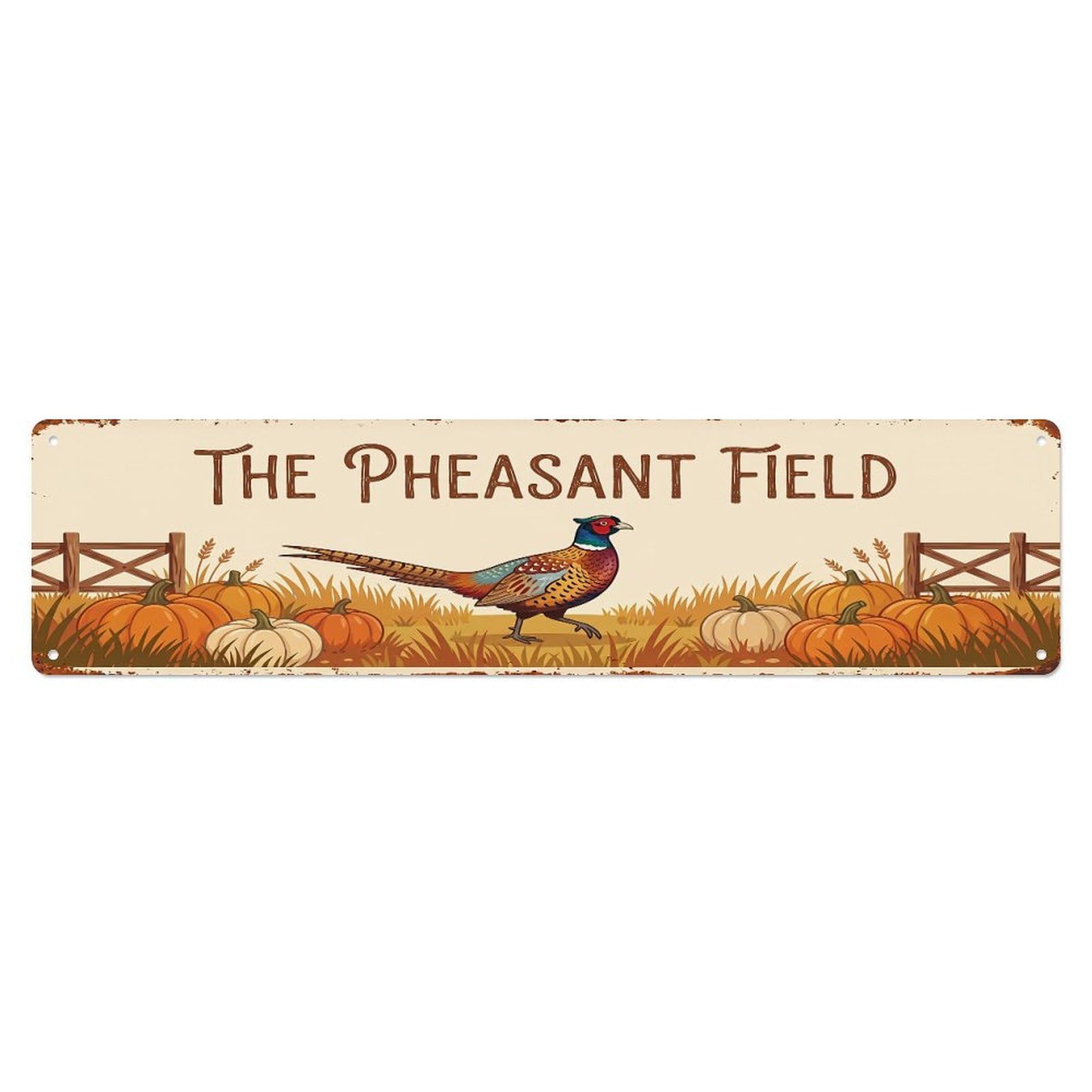 Vintage Pheasant Farm Scene The Pheasant Field Metal Tin Sign