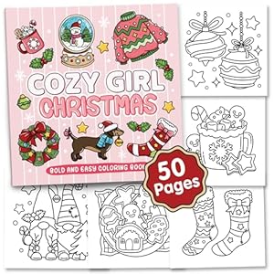 Brightenkidz Cozy Girl – Libro de colorear de Navidad para adultos, lindo y simple, con diseños atrevidos y fáciles, estilo de invierno para relajación, regalos de Navidad para adolescentes