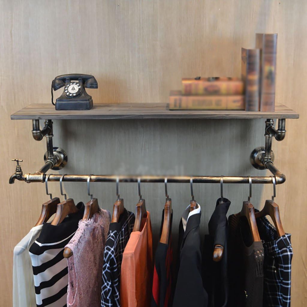 GJymjRetro Multifunctional Wall Hose Iron Hanger Living Room Bedroom Fashion Wall Hanger Industrial Fengshui Clothing Display Stand (Color : B, Size : 30 * 25 * 80cm)