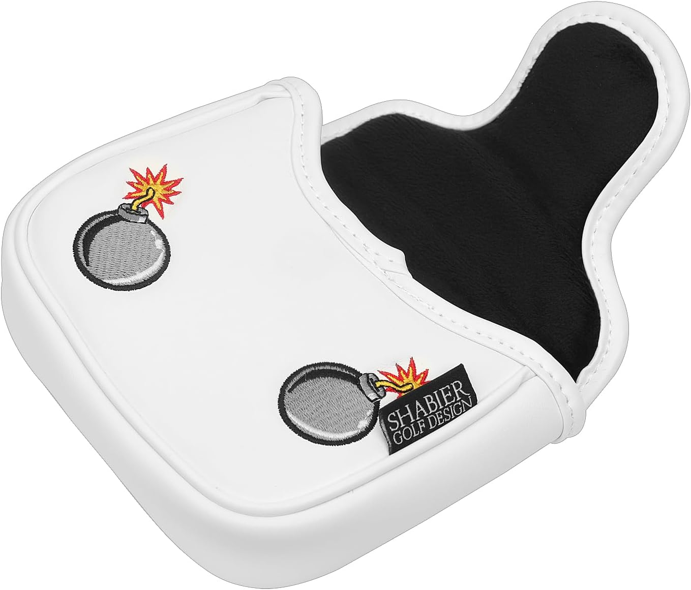 SHABIER White Golf Putter Cover with Tiger Shark Design Golf Large Mallet Headcover