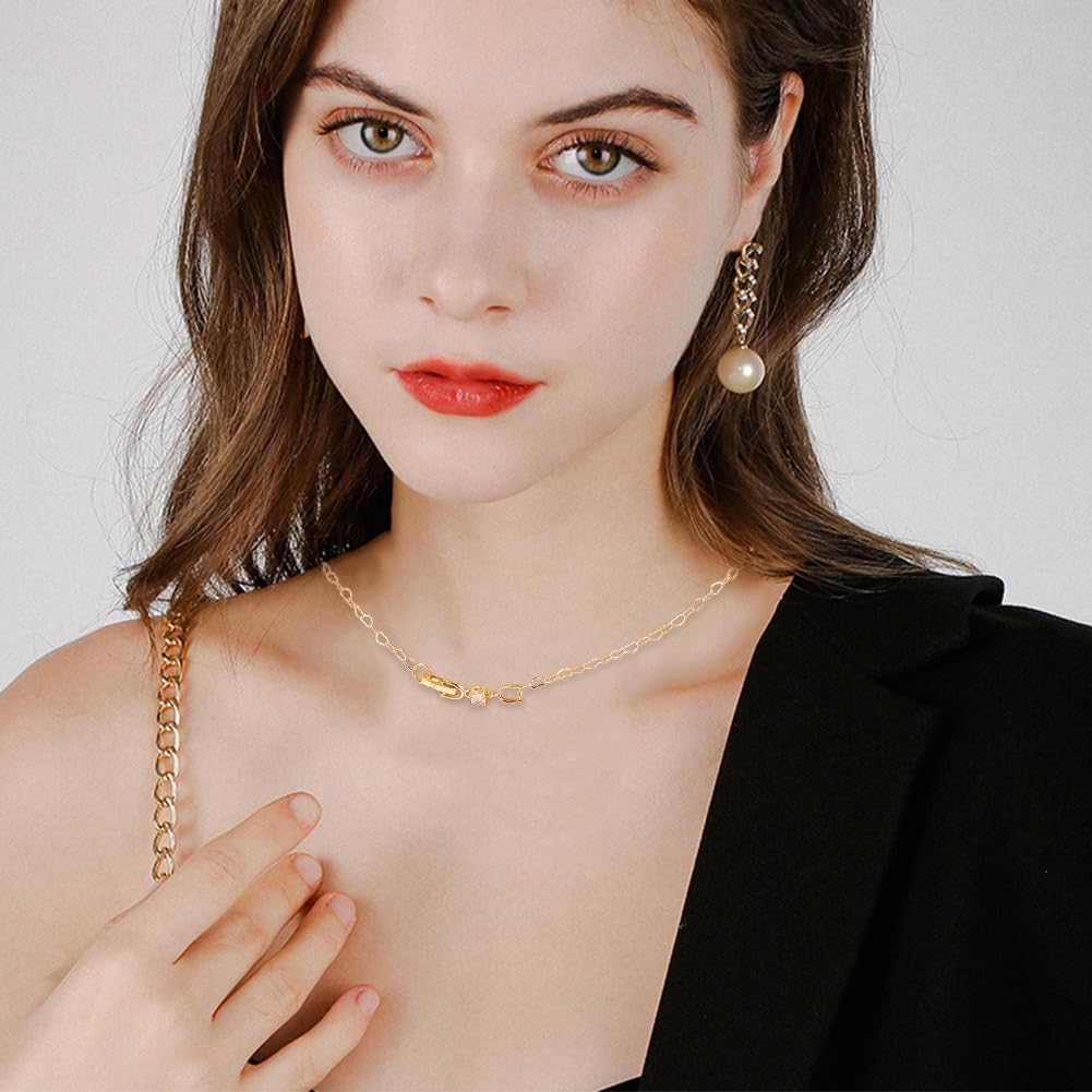 Beebeecraft 1 Box 10Pcs Necklace Fold Over Clasp 18K Gold Plated Cubic Zirconia Bracelet Extender Clasp Set for DIY Jewellery Making