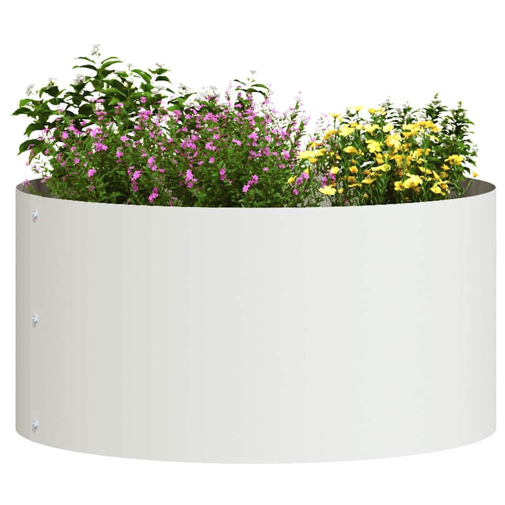 vidaXL Planter Ring White 40 x 40 x 20 cm Cold-rolled Steel
