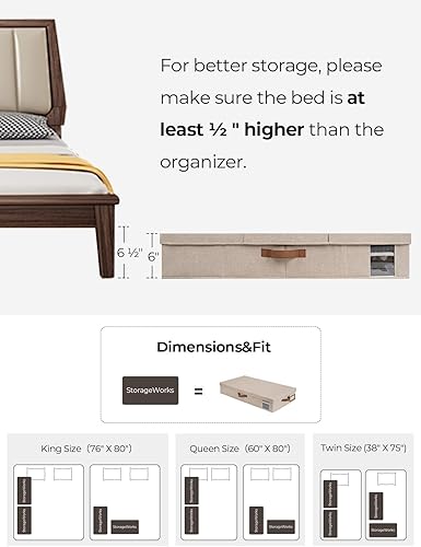 Miniatura 3 de StorageWorks Paquete de 2 contenedores grandes de almacenamiento debajo de la cama con tapas, contenedores de almacenamiento debajo de la cama con