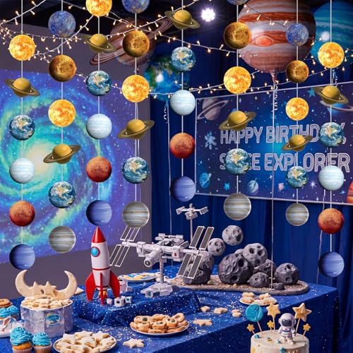 Sistema solar decoración colgante espacial Cindeer con ocho tiras reutilizables 6