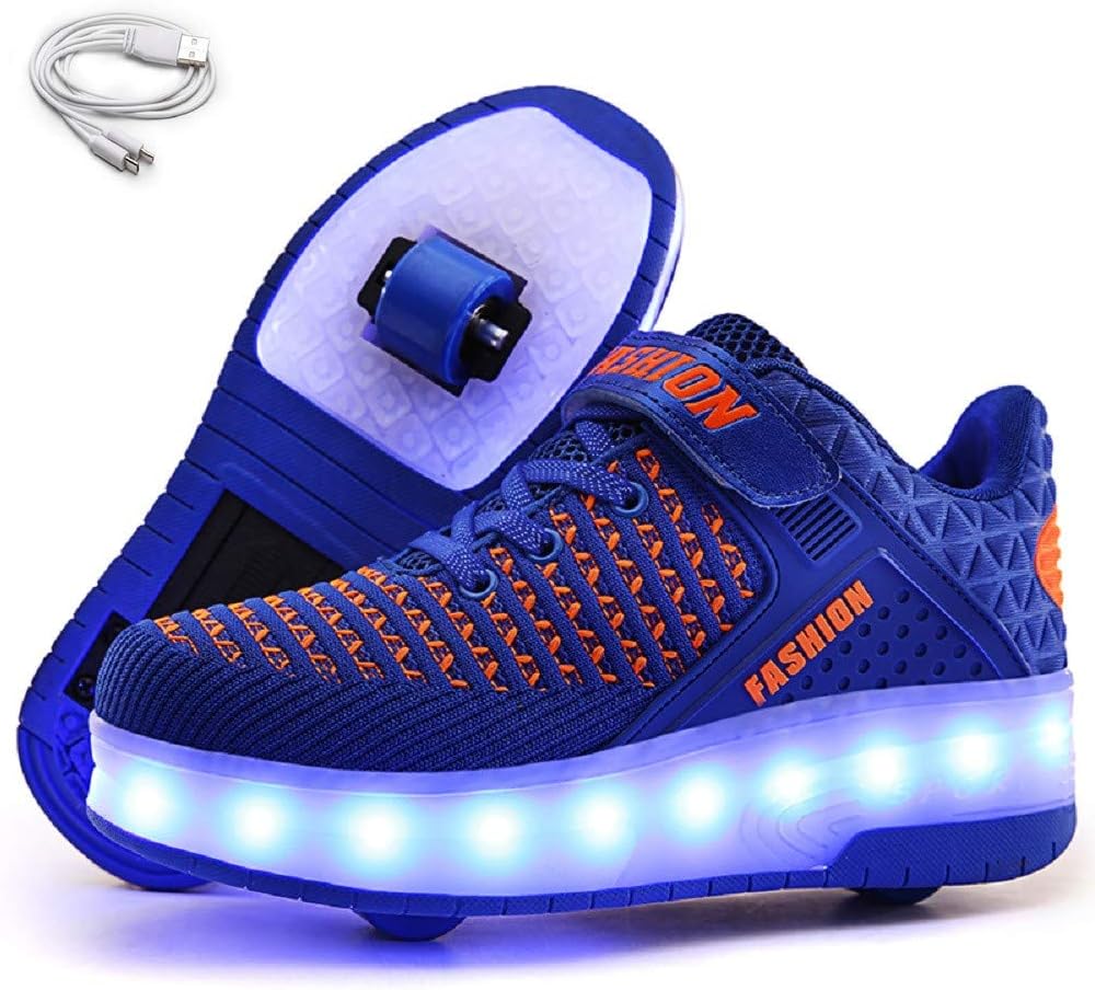 Ehauuo Unisex Roller Shoes Kids Sparkling Wheels Shoes Girls Light up Roller Skates Sneakers Boys Rechargeable Flashing Sneakers for Gift