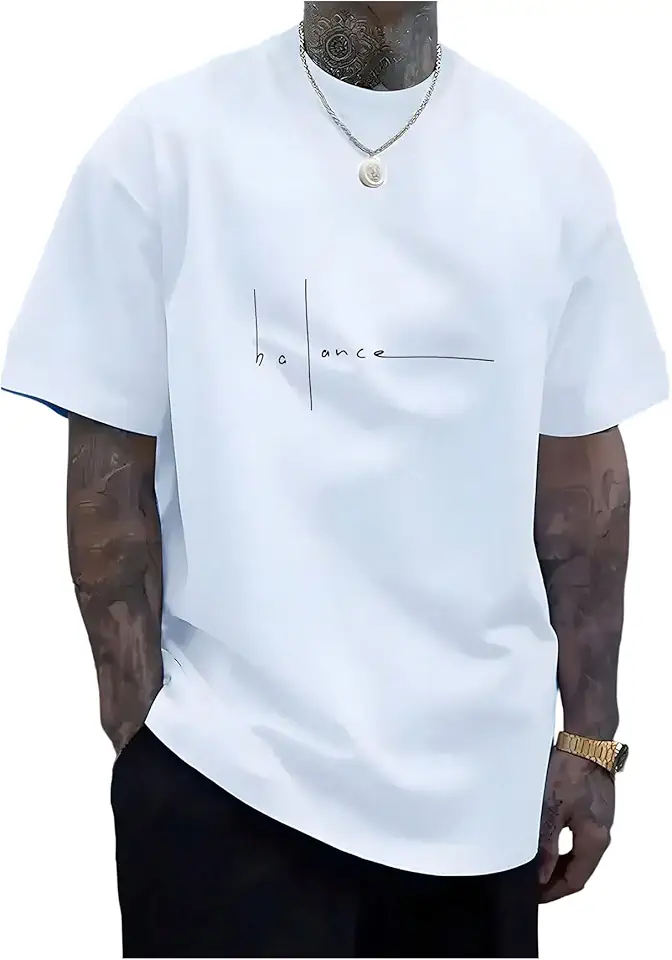 VIPWOLF Men's Y2K Letter Graphic Tee Shirt Casual Short Sleeve Crew Neck Cool Baggy Summer Shirts