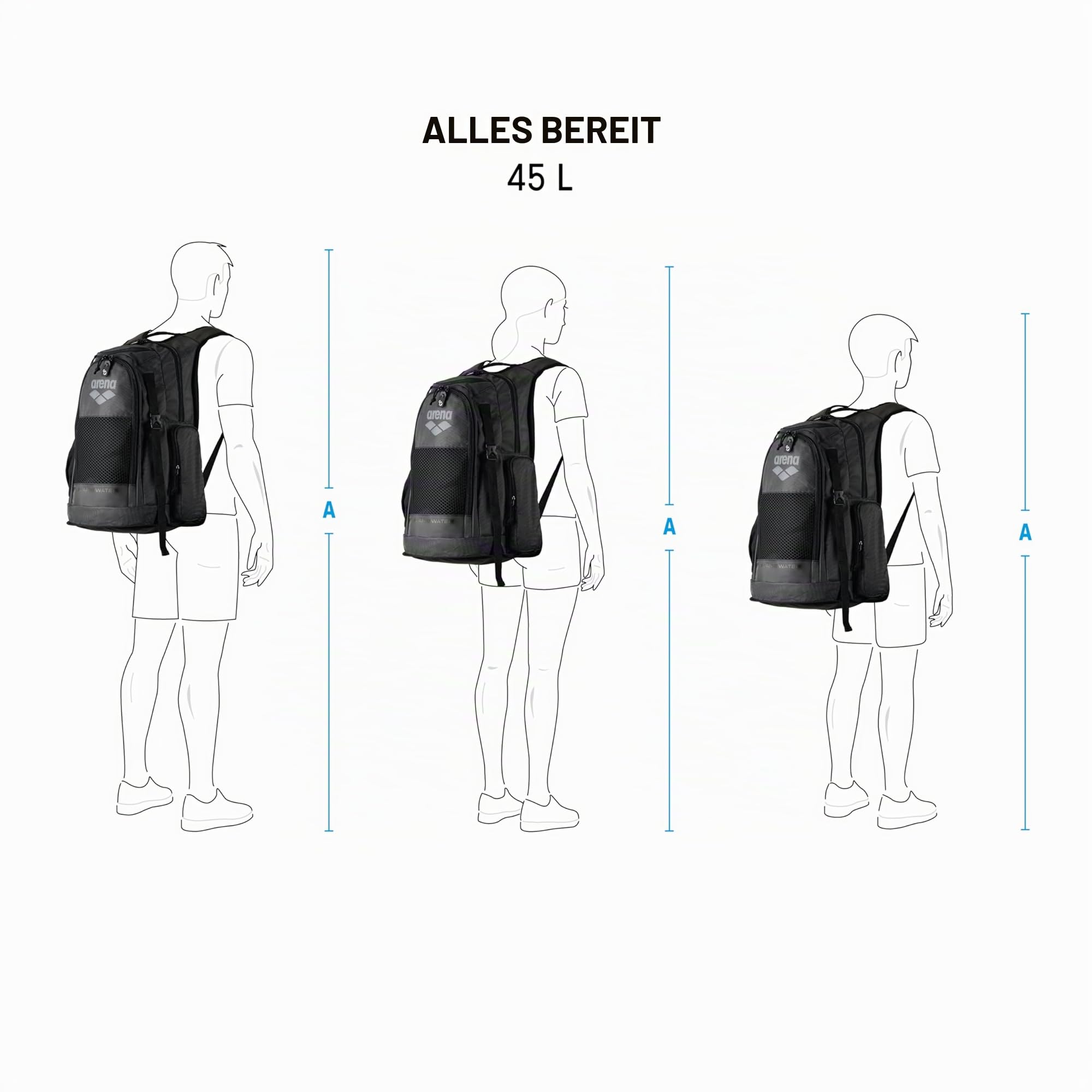 Arena LL Set Backpack 45L Color 100-BLACK, ONE Size 100 - Black ONE Size