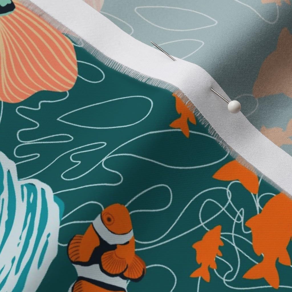 Spoonflower Fabric - Coral Reef Restoration Fish Colorful Summer Tropical Sea Ocean Printed on Organic Cotton Sateen Fabric by The Yard - Sewing Quilting Apparel Home Decor