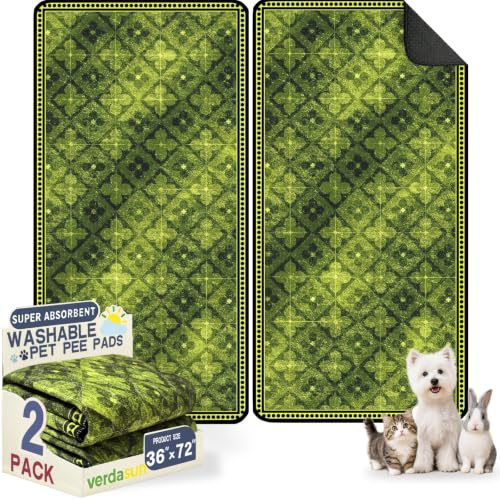 Image of Washable Pee Pads for Dogs, Reusable Puppy Potty Training Pads, Ultra-Absorbent Thick Waterproof Leak-Proof Non-Slip Pads & Mat for Crate, Playpen, Floor, Whelping & Housebreaking , 2 Pack 36 inchx72 inch