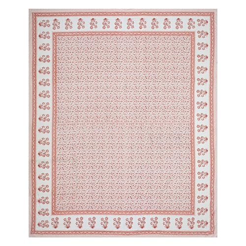 Image of India 100% Pure Cotton Jaipuri Printed Double Bedsheet with 2 Pillow Covers | Traditional Sanganeri Floral Design | Soft Breathable Fabric | King Size Bedsheet for Bedroom (Kaya32)