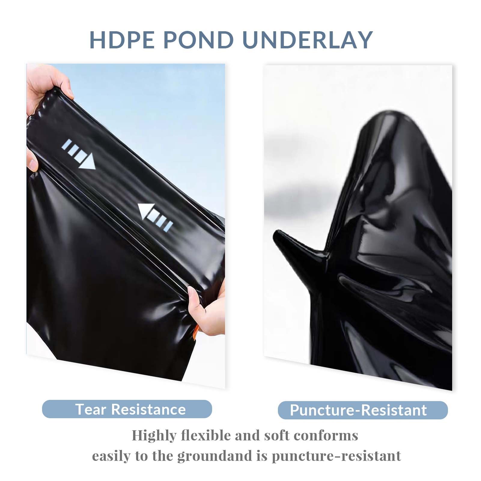 Fodera in HDPE per impieghi gravosi Fodere per Piccoli stagni Pellicola Impermeabile Pieghevole Nera Membrana Impermeabile Flessibile per stagni per stagni(6x10m)