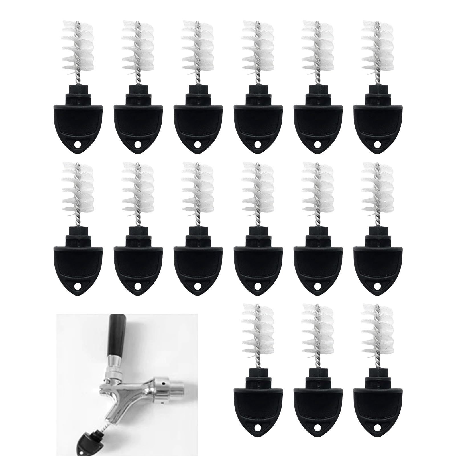 15-Pack Nylon Draft Beer Faucet Brush Plugs – Snug Fit Stout & Ale Tap Dust Covers, Cleaning Brush Caps for Home Bar, Restaurant, Party