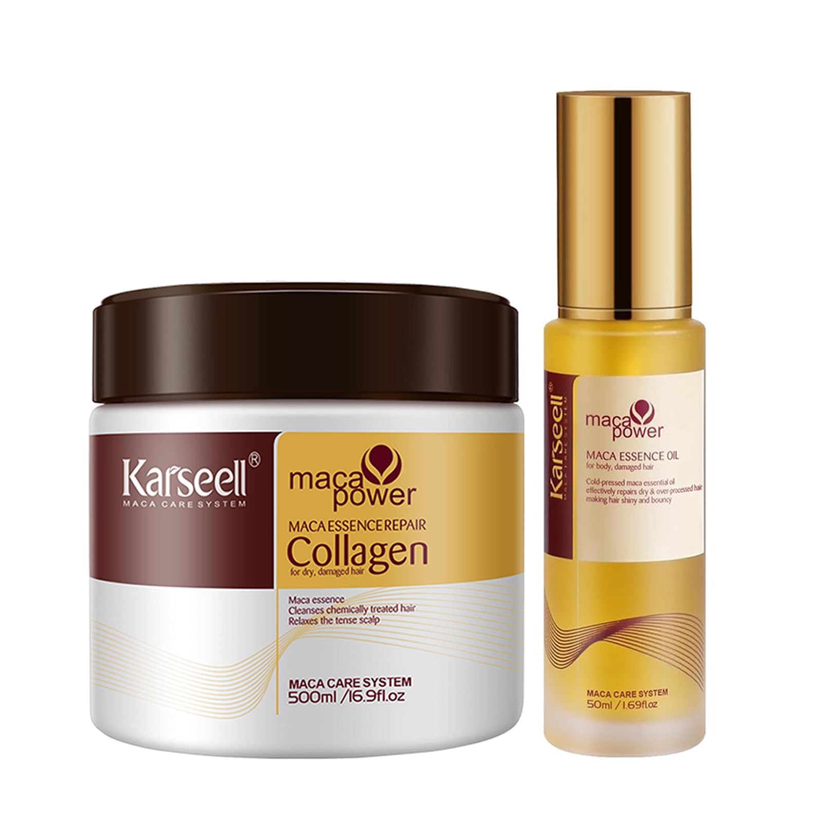 Karseell Kollagen Haarmaske und Haaröl, Intensive Reparatur Arganöl Haarserum Tiefenreparatur Haarpflege für Trockenes & Geschädigtes Haar
