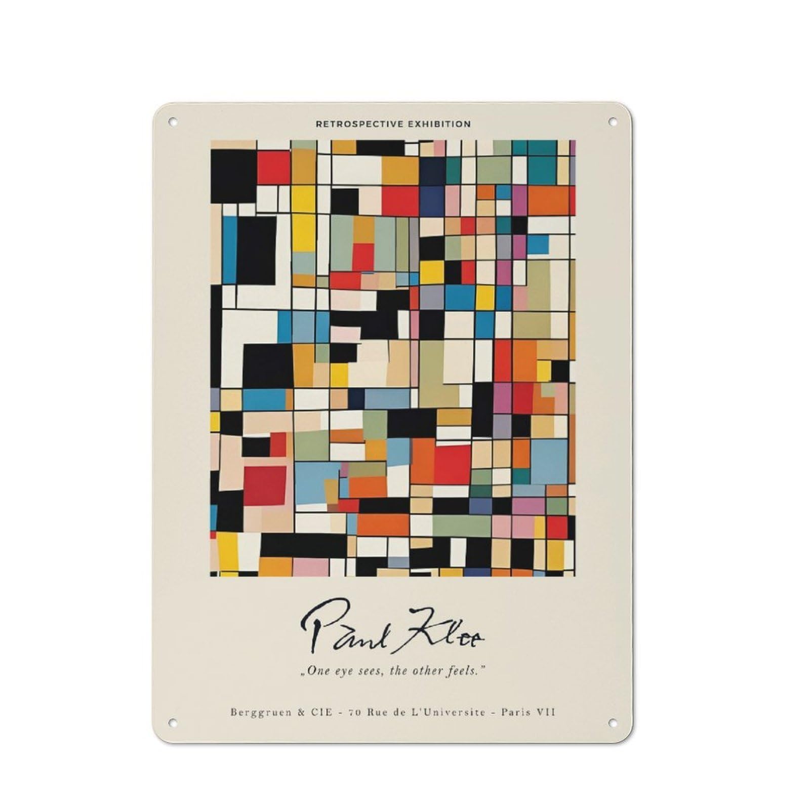 Junmoney Style-8 Tin Wall Plaque 40X30cm With Paul Klee Retrospective Exhibition Poster For Garage Wall, Suited To People Furnishing A Garage