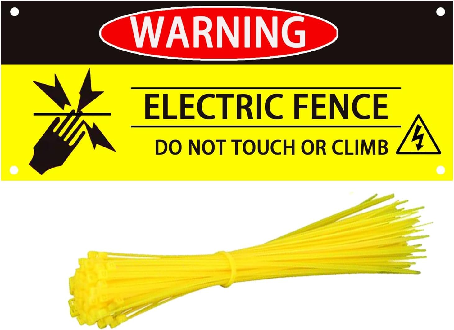 Electric Fence Warning Signs,10x4 Inch Do Not Touch or Climb Safety Sign for Farm Home Yard Warehouse,4PCS