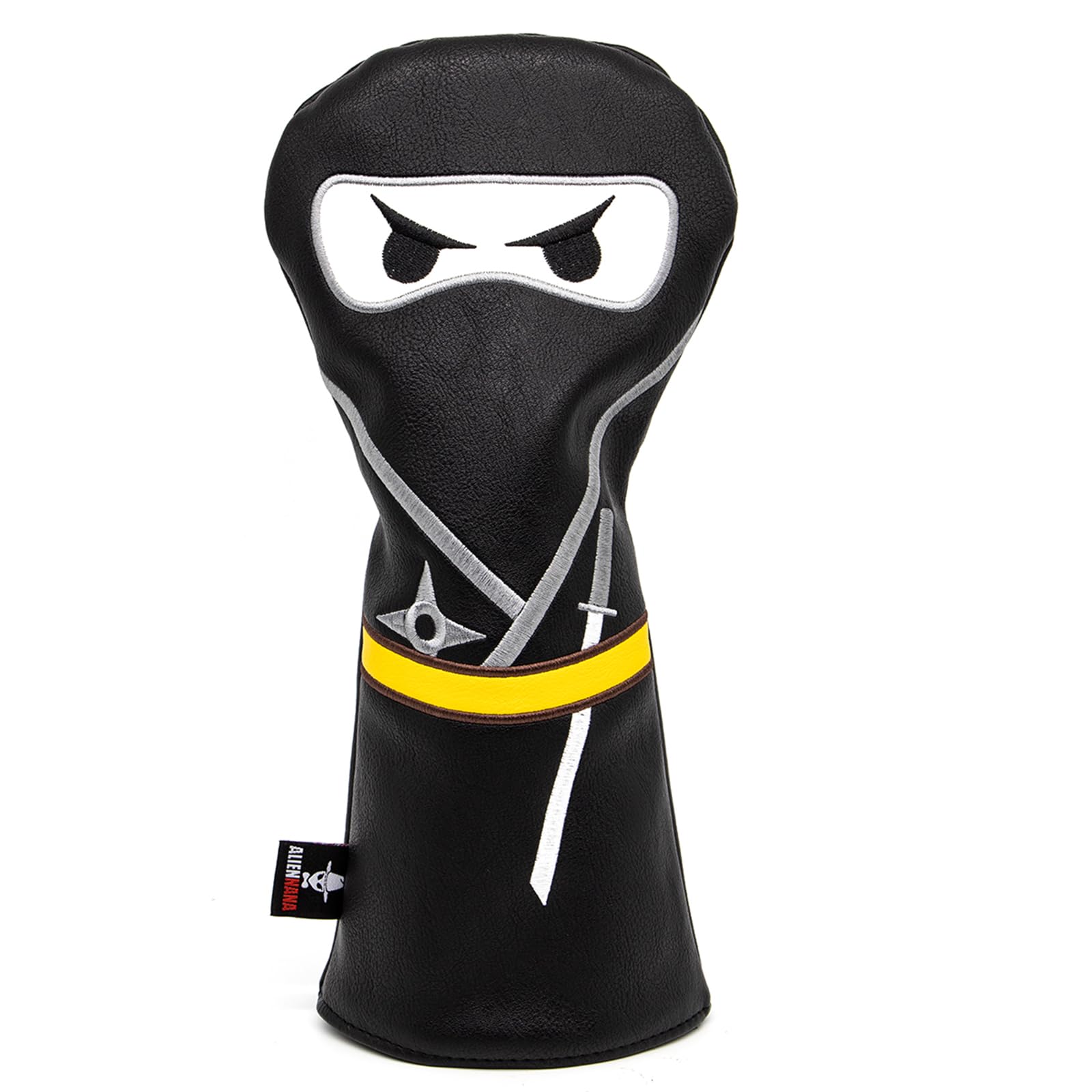 Golf Headcover, 3 Wooden Headcover, Ninja Design, Magnetic Closure, Elegant Embroidery, Premium Leather, Driver, Fairway Wood, Hybrid Blade, Clubs, Putter Cover, Wooden Head Cover