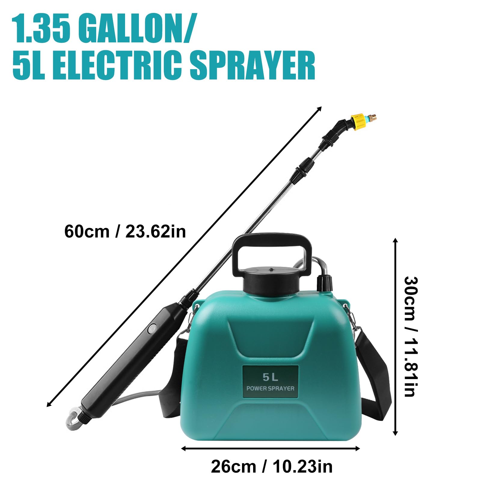 Pompa Elettrica per Piante Nebulizzatore a Batteria Spruzzatore Giardino a Spalla Ricaricabile Pompa Irroratrice a Batteria 5L Portatile (Verde)