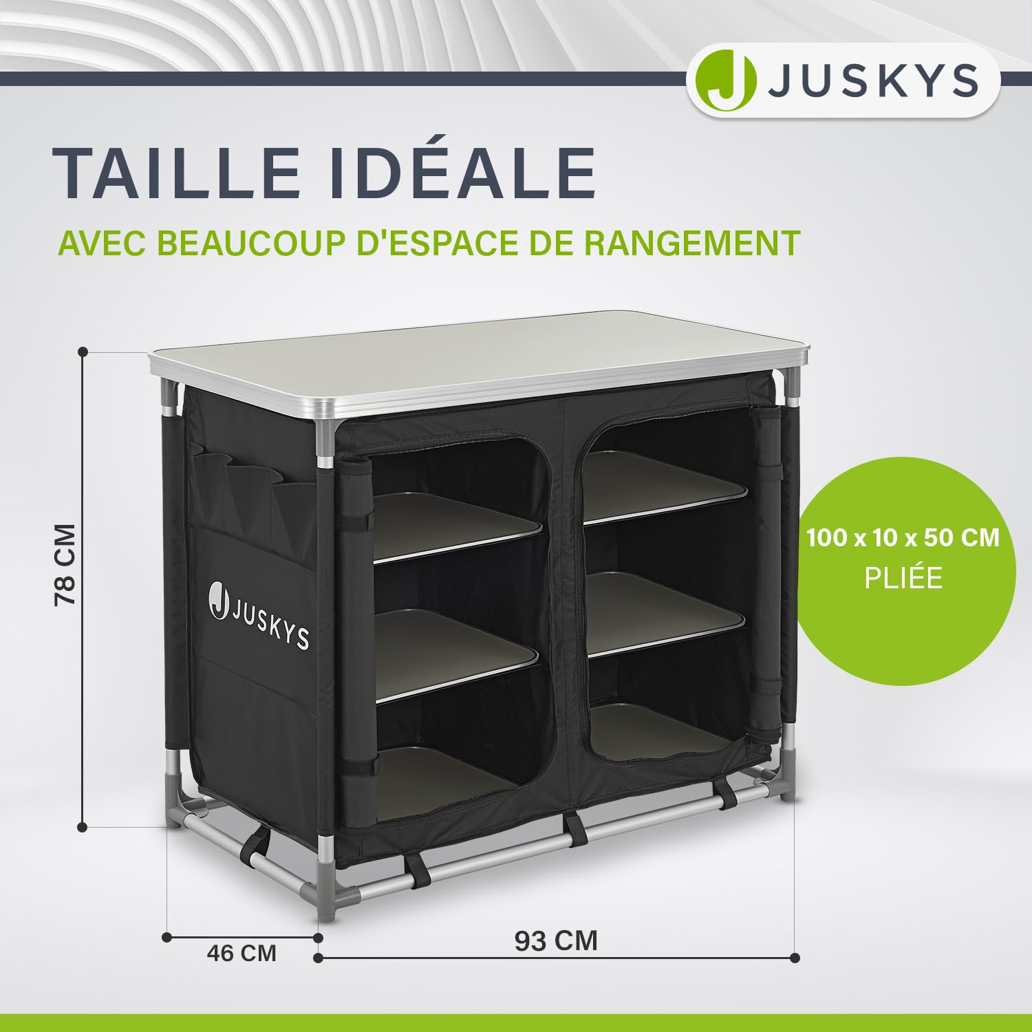 Juskys Cuisine de Camping Pliable avec Sac de Transport - étanche, Inoxydable - Cuisine de Camping extérieure Armoire de Camping Pliable - Cuisine Pliable avec Armoire