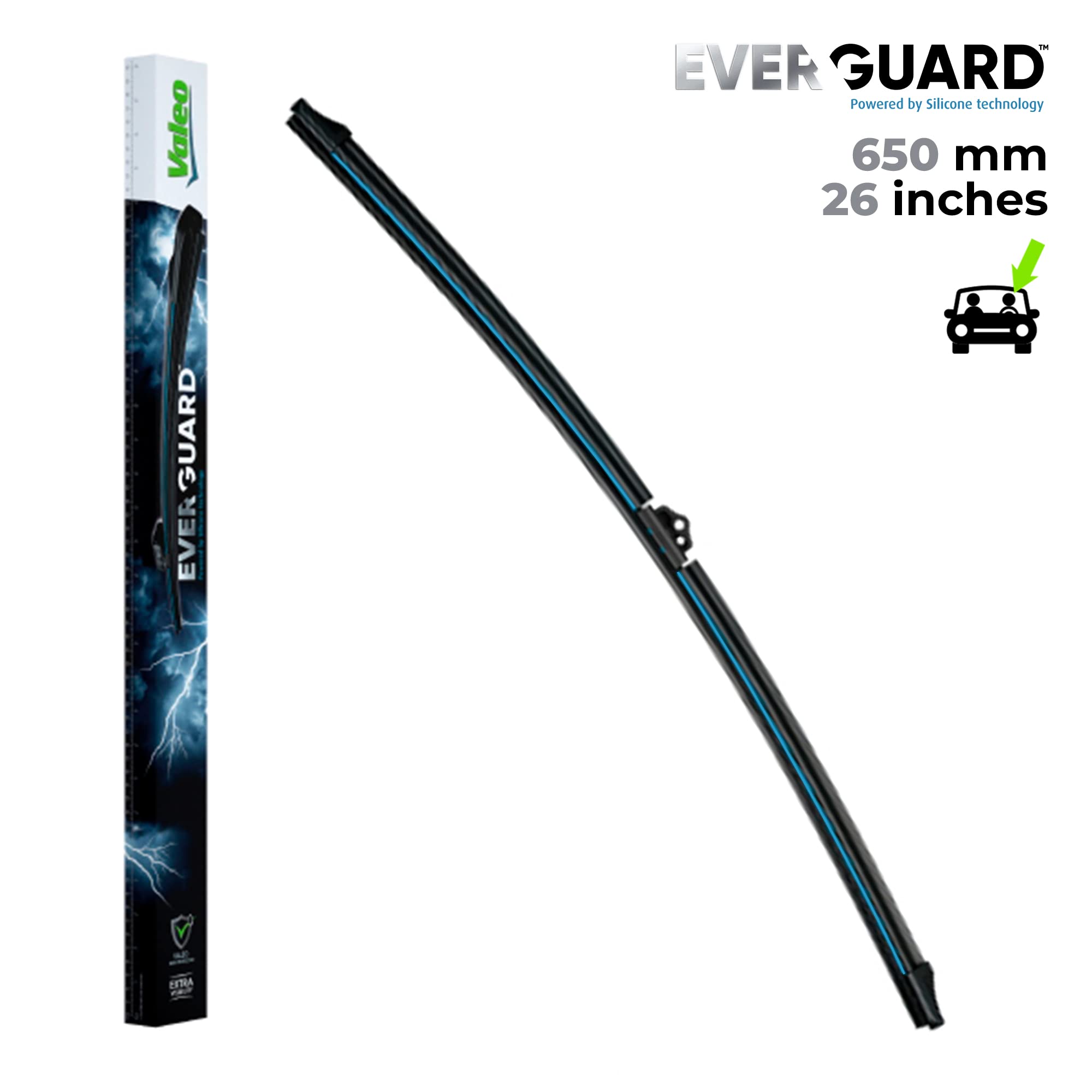VALEO EVERGUARD - Premium - Kit de Escobillas Limpiaparabrisas Con Laminas de Silicona VSF65 + VSF40 - Longitudes: 650mm + 400mm - Escobillas Delanteras - Paquete de 2