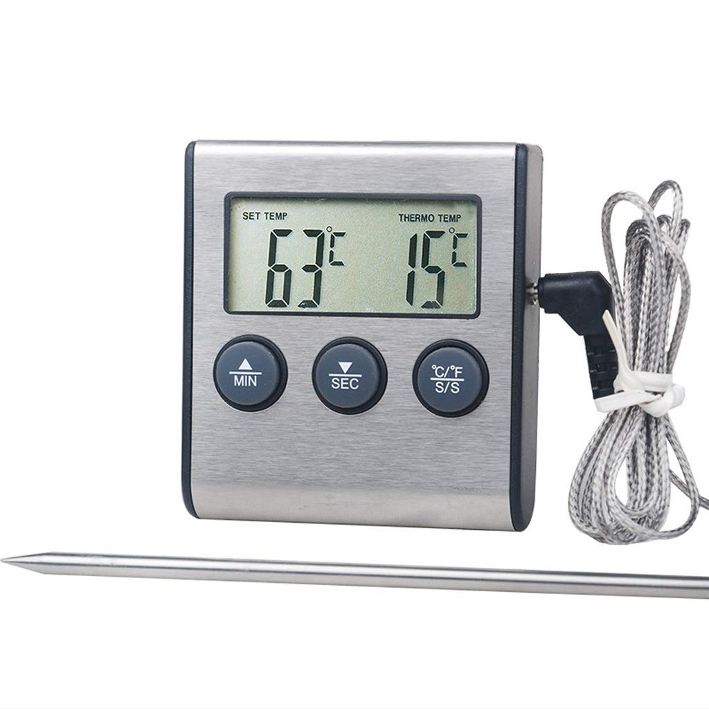 BBQ Thermometer Kitchen Household Food Thermometer Barbecue Thermometer BBQ Countdown Stainless Steel Probe Thermometer