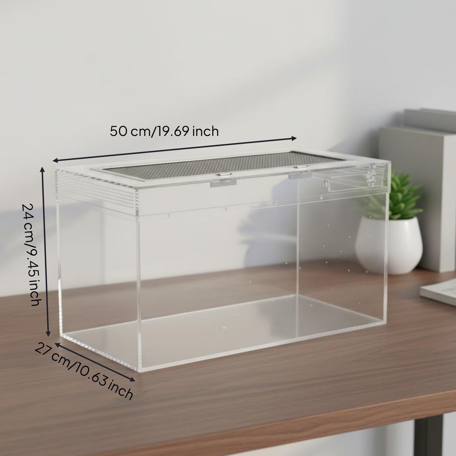 Terrario per Rettili Serbatoio Vasca Gabbia Habitat in Acrilico E Vetro Resistente a Urti E Graffi Coperchio a Rete per E Calore Foro per, style to 3