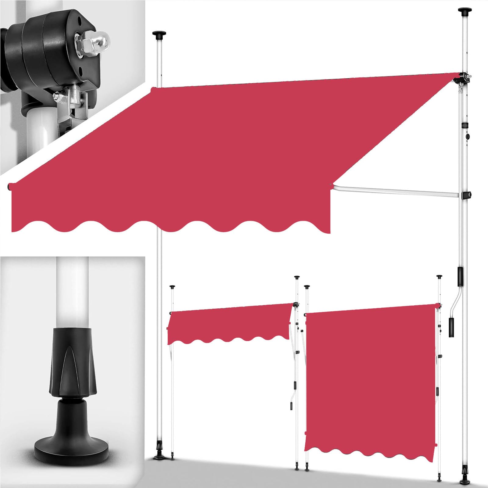 Tenda da Sole a Bracci Estensibili Pergolato da Giardino Copertura della tenTensole Manuale Retrattile per Terrazza o Balcone in Metallo e Poliestere,400cm
