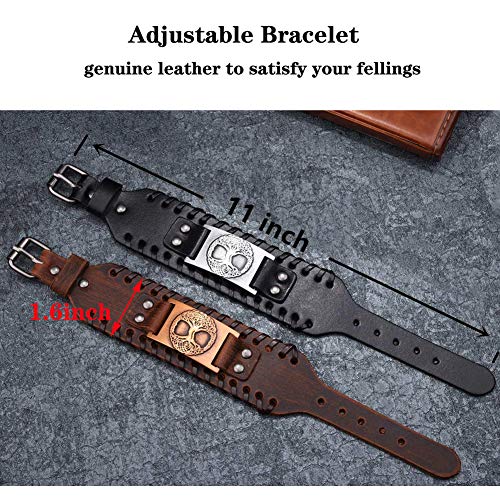 Image of GelConnie Viking Bracelet Punk Leather Cuff Bracelet Gothic Leather Wristband Bracelet with Nordic Amulet Scandinavian Talisman Celtic Pagan Jewelry