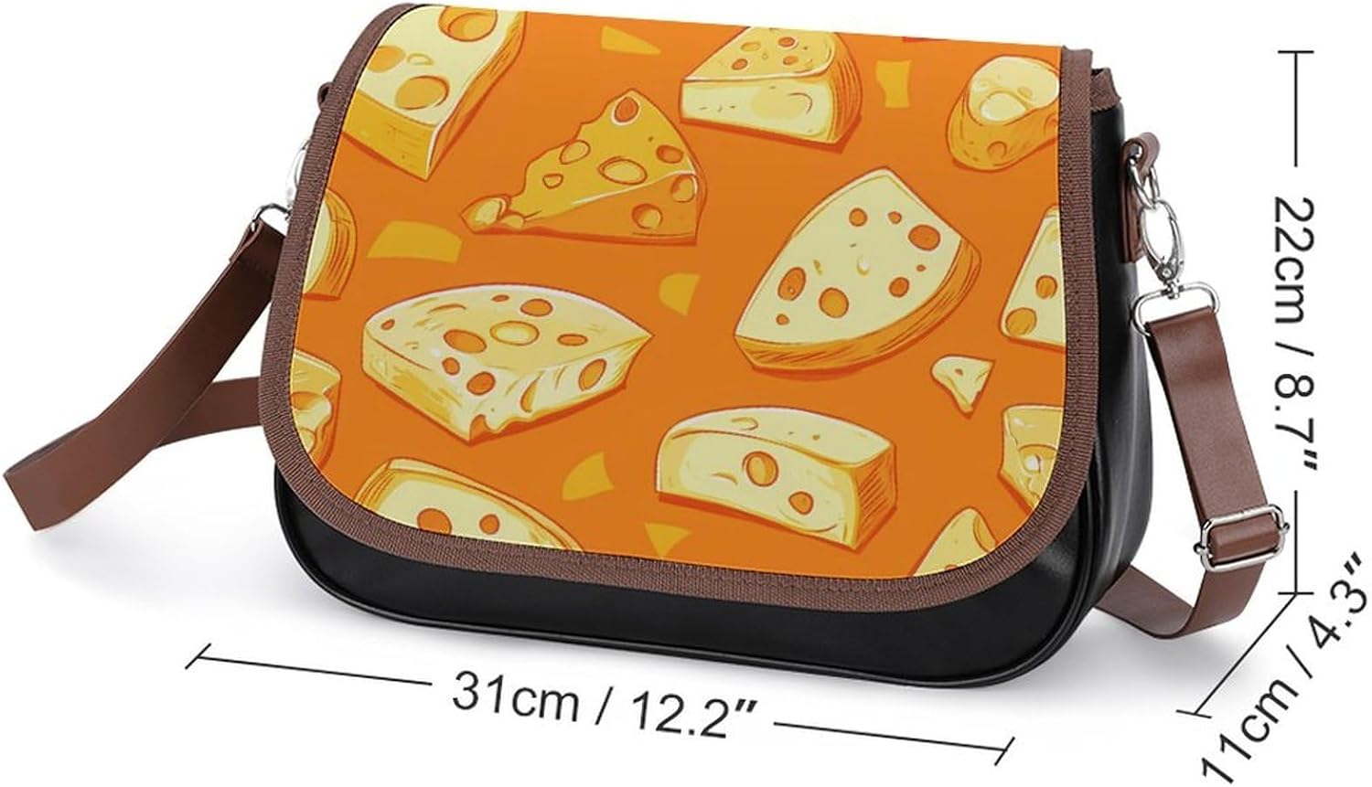 Cut Cheese Slices Women Crossbody Purse Leather Messenger Bag Handbags Shoulder Strap Bags