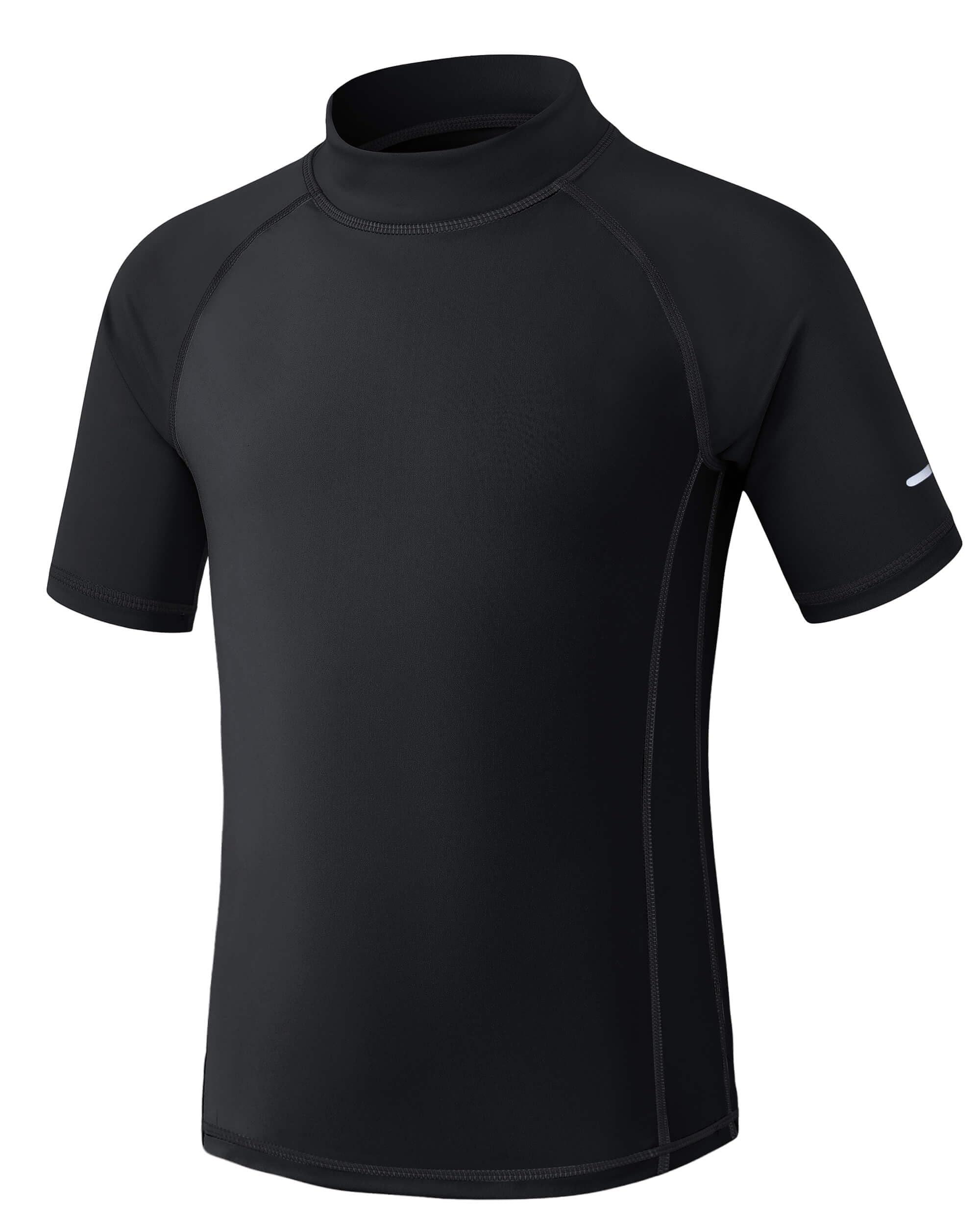 Kinder UV Shirt Kurzarm Jungen Badeshirt UPF 50+ Sonnenschutz Schwimmshirt Rashguard mit Reflektorstreifen Schnelltrocknend Chlorresistent 5-14 Jahre
