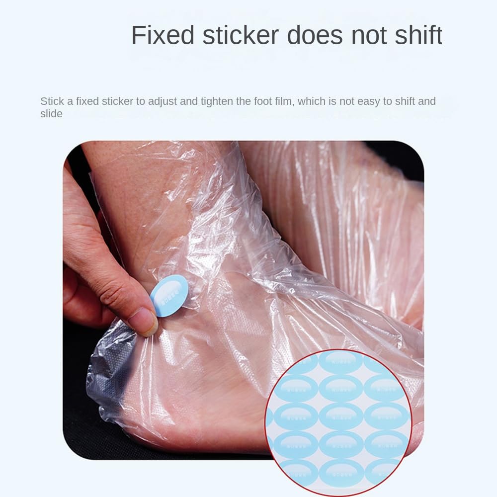 Foot Gloves for Feet Care, Paraffin Bath Foot Socks, 300 Pcs Disposable Plastic Foot Covers, Pedicure Foot Spa Socks, Feet Wax Medicated Moisturizer Socks with Stickers for Snug Closure