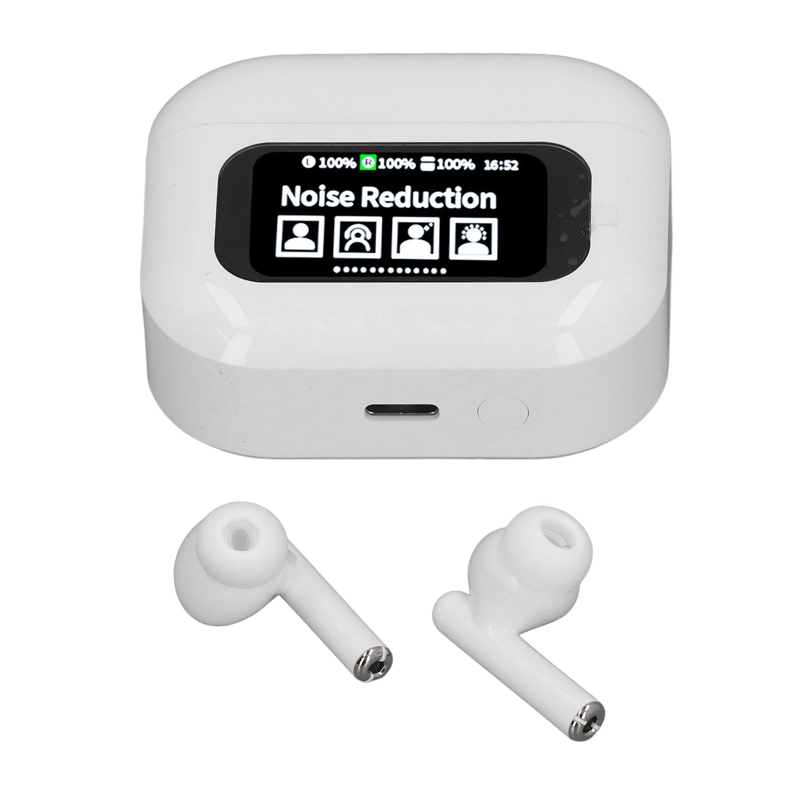 Auricolari Bluetooth wireless ergonomici Hi-Fi di qualità del suono con custodia touchscreen per sport e esercizio fisico, colore: bianco