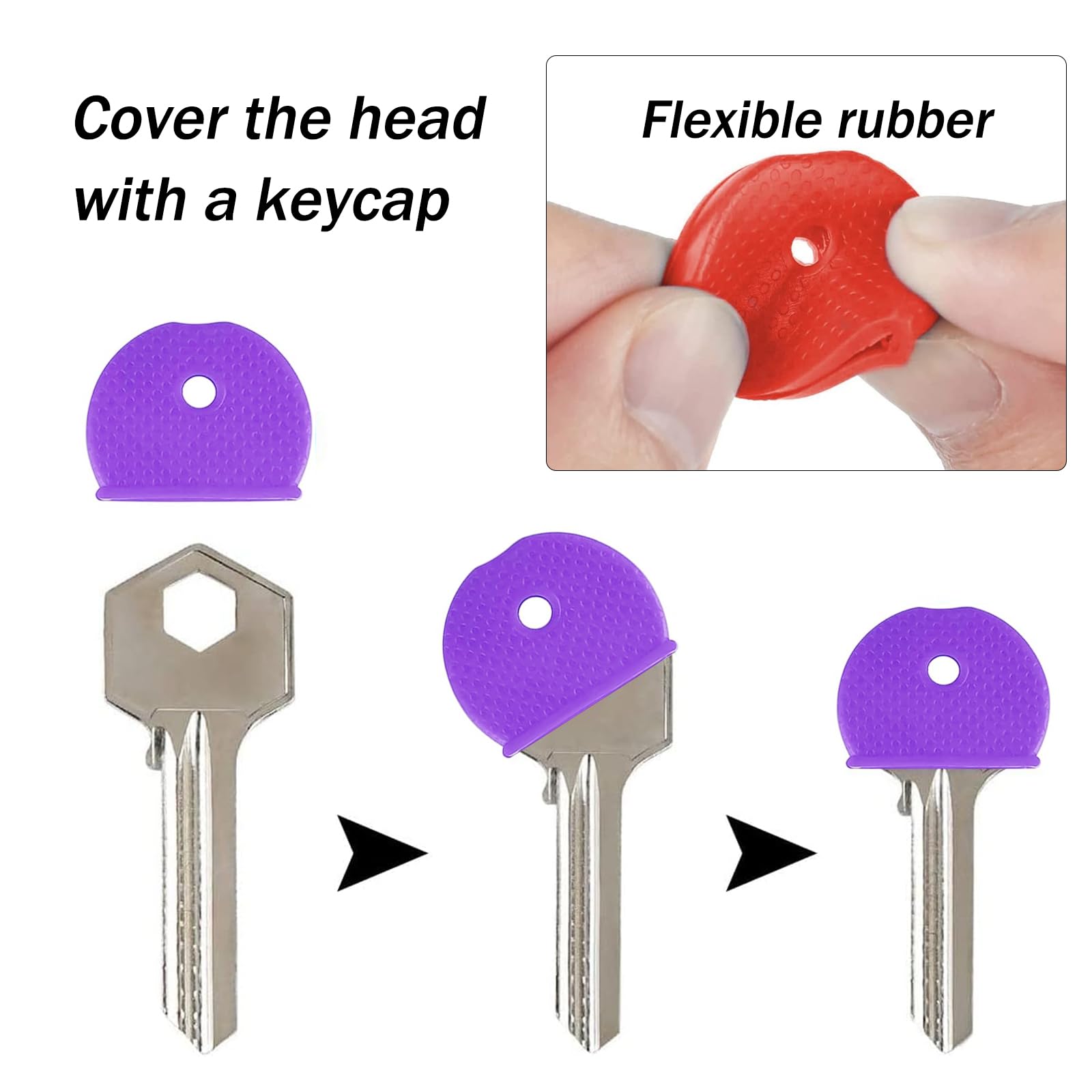 Coprichiavi Colorati 8 Pezzi - In Silicone, Semicerchio Flessibile Per Identificazione Facile, 8 Colori Assortiti