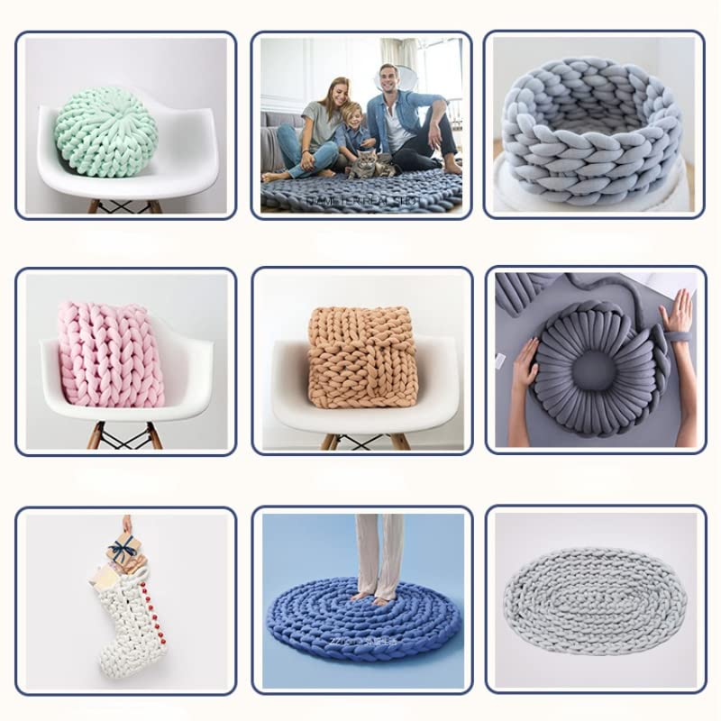 Lanas para Crochet,Hilo Crochet 1KG Thick Super Bulky Chunky Yarn For Hand Knitting Crochet Soft Big Cotton DIY Arm Roving Spinning For Blanket