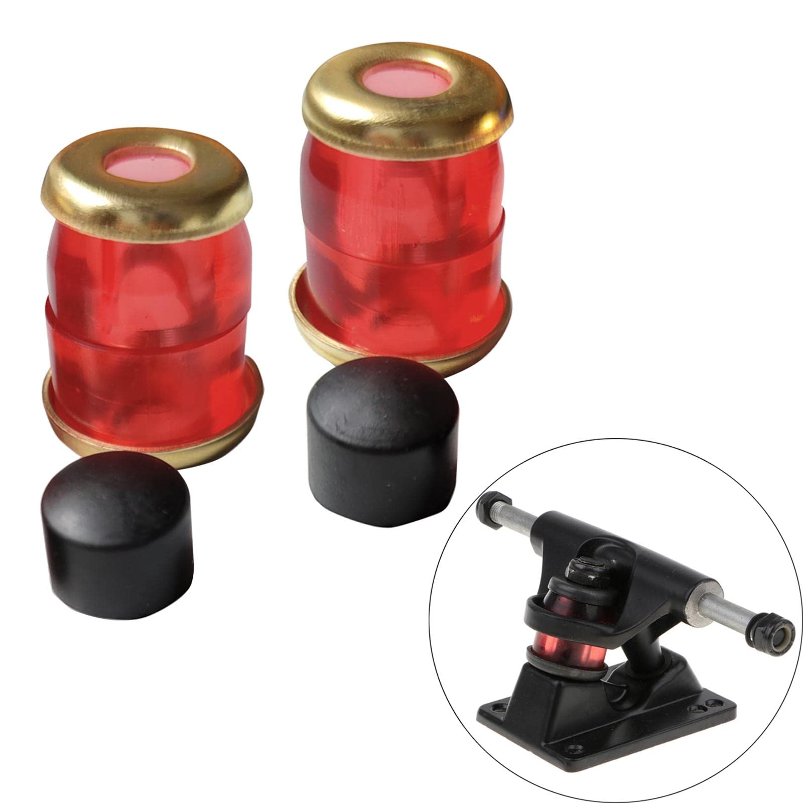 4 Piezas Bujes de Ejes de Skateboard 90A + Bujes Superiores E Inferiores + Arandelas de Amortiguación + Copas Cónicas Y Cilíndricas de PU Ade