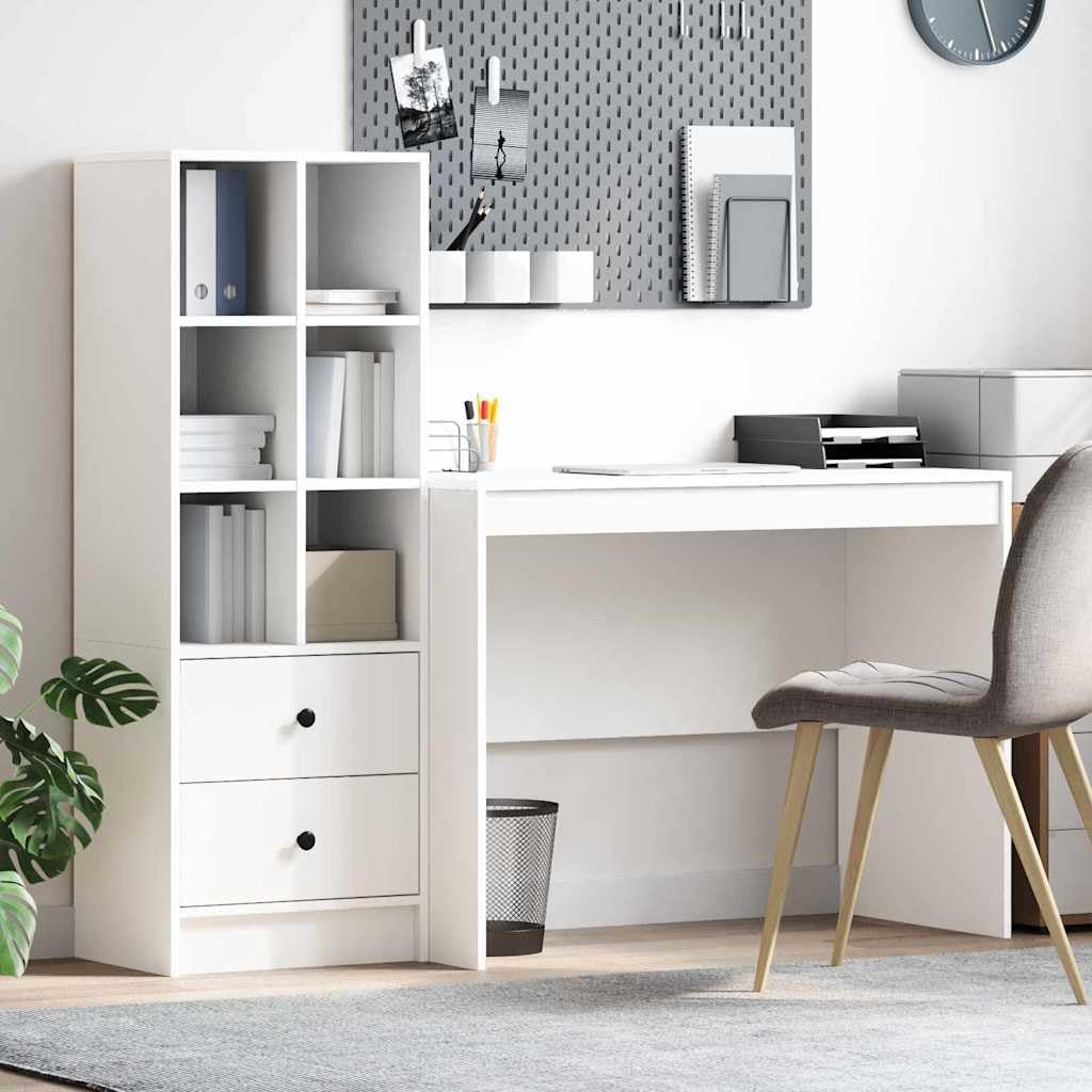 vidaXL Bureau avec tiroir 2 pcs Blanc, Bureau Moderne, Meuble de Travail résistant, Station d'accueil Pratique pour Booster ta productivité