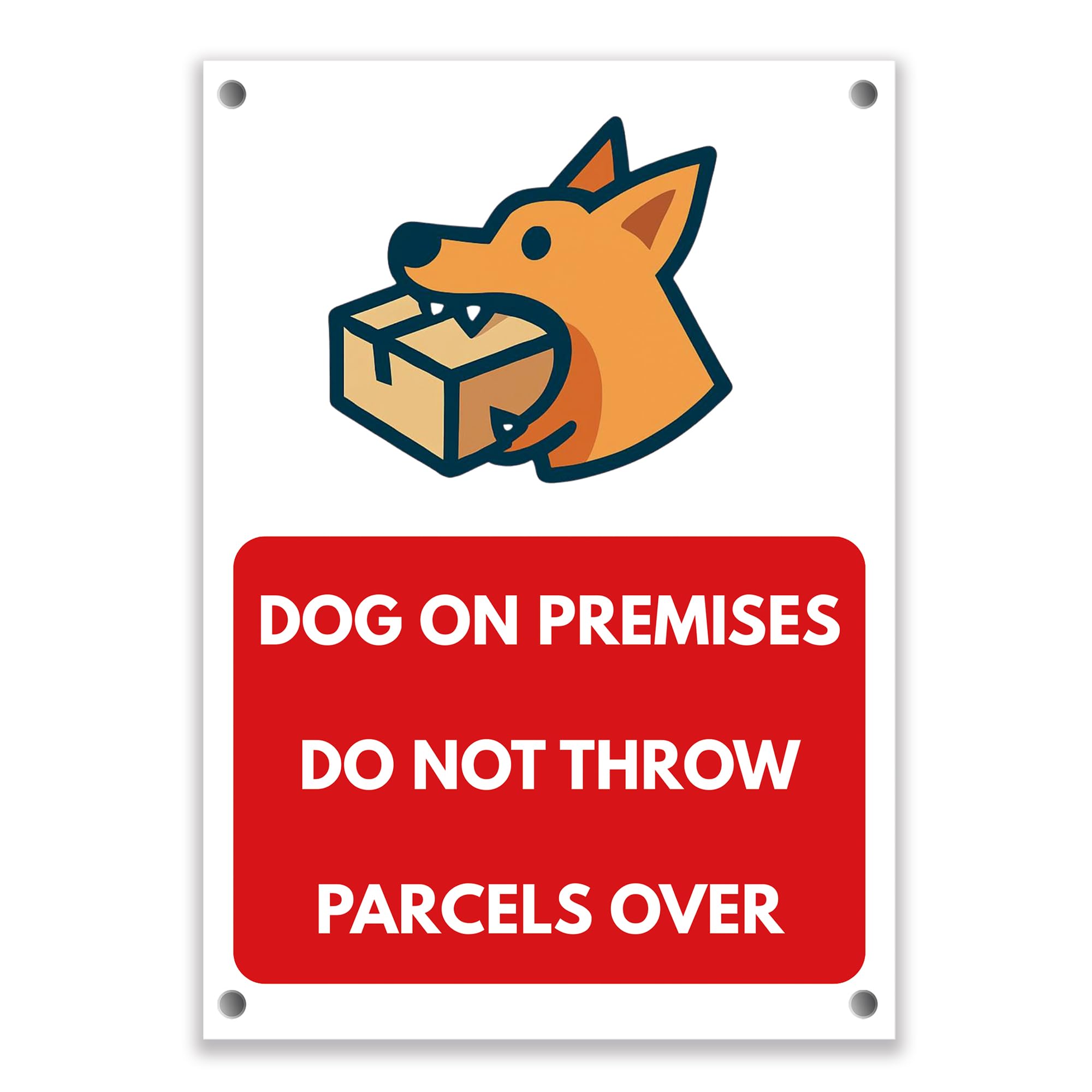 LP Lifestyle Dog On Premises Do Not Throw Parcels Over Sign – Durable Weatherproof Rust-Free Waterproof PVC Delivery Warning Sign for Home Outdoor Use No.427 (A4 (210mm x 297mm) – Holes)