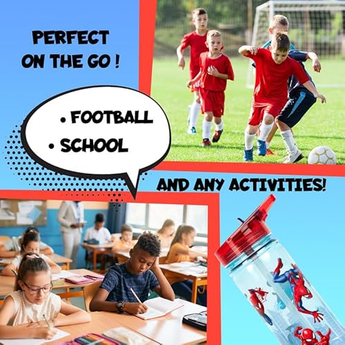 Marvel Bouteille en plastique Spiderman avec paille sans BPA 580 ml bouteille d'eau scolaire pour garçons 100% étanche bouteille de super héros durable - vue 5