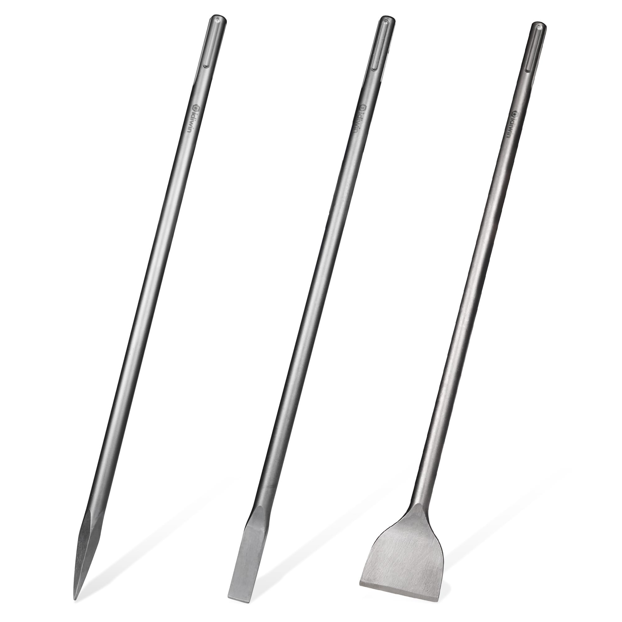 24-inch SDS Max 3pc Set - 3" Scaling Chisel, 1" Flat Chisel &amp; Point Chisel