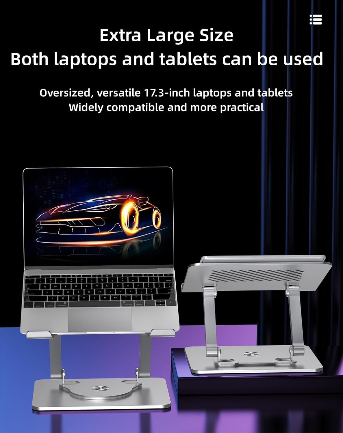 MOCA Laptop Stand for Desk, Adjustable Computer Stand with 360° Rotating Base, Ergonomic Laptop Riser for Collaborative Work, Foldable & Portable Laptop Stand, fits for All 10-17" Laptops (Silver) 12