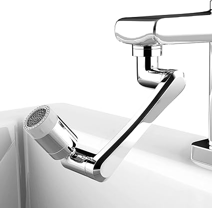 Snevad 1080 degree Two Gear Extension Faucet Aerator Universal 1080 degree Rotating Faucet Big Angle Swivel Splash Filter Faucet Dual Sprayer Bathroom Steel Sink Aerator Extender with Water Outlet Modes