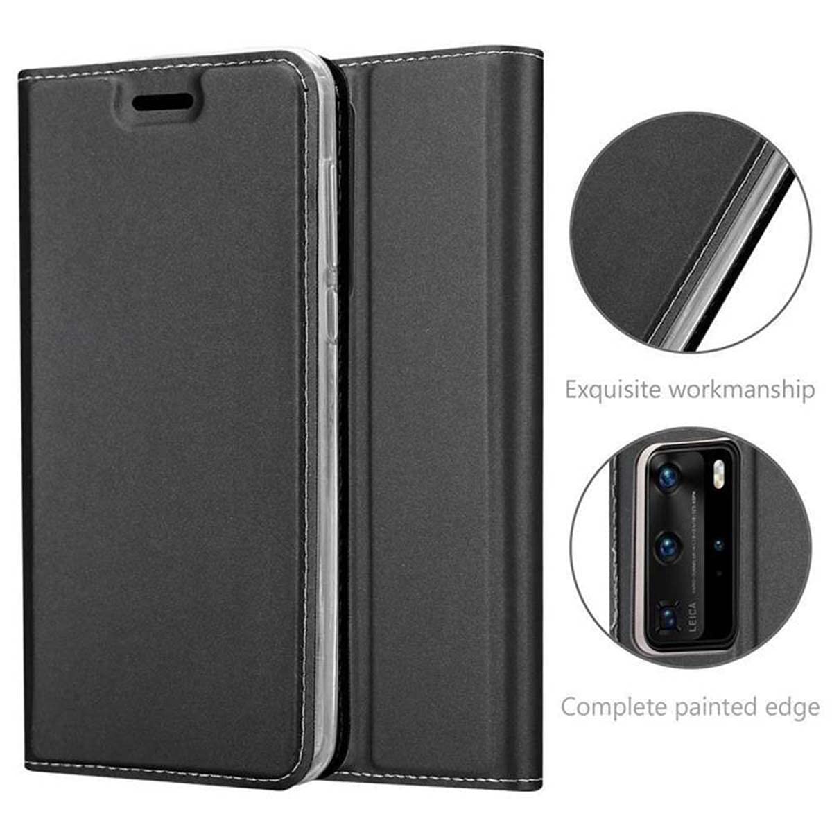 Cadorabo Custodia Libro Per Huawei P40 Pro - Classy Nero, Portafoglio Con Vani Carte, Funzione Stand E Chiusura Magnetica - 2