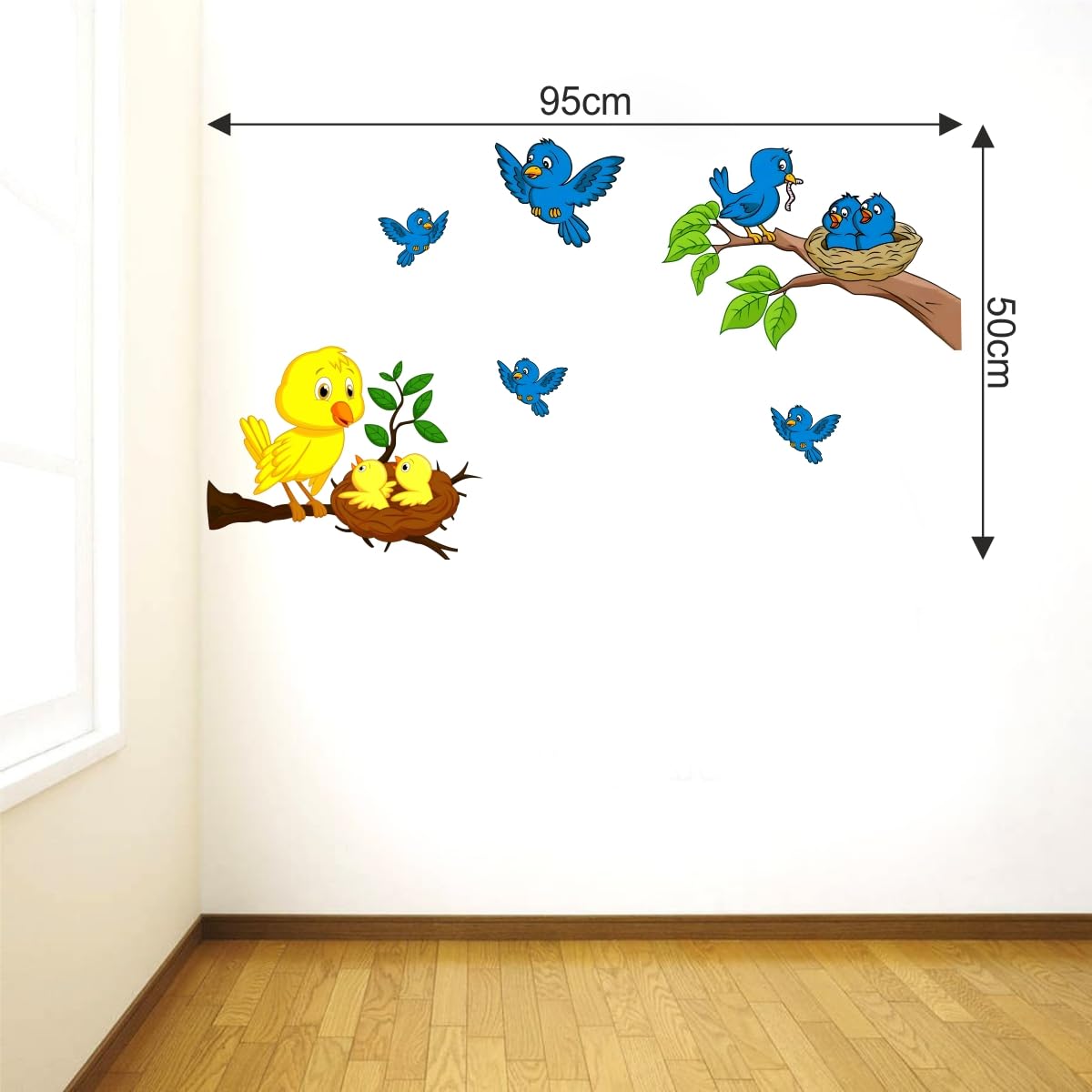 Colorful Bird Nest Wall Stickers - Self Adhesive Decals -4 Colorful Bird Nest Wall Stickers - Self Adhesive Decals -4