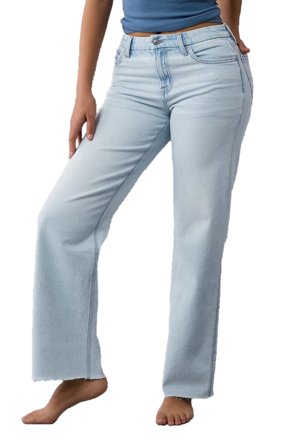 american eagle Women's Blue Ultra‑Soft Stretch Comfortable Curvy High‑Waisted Stovepipe Jeans-picture-13