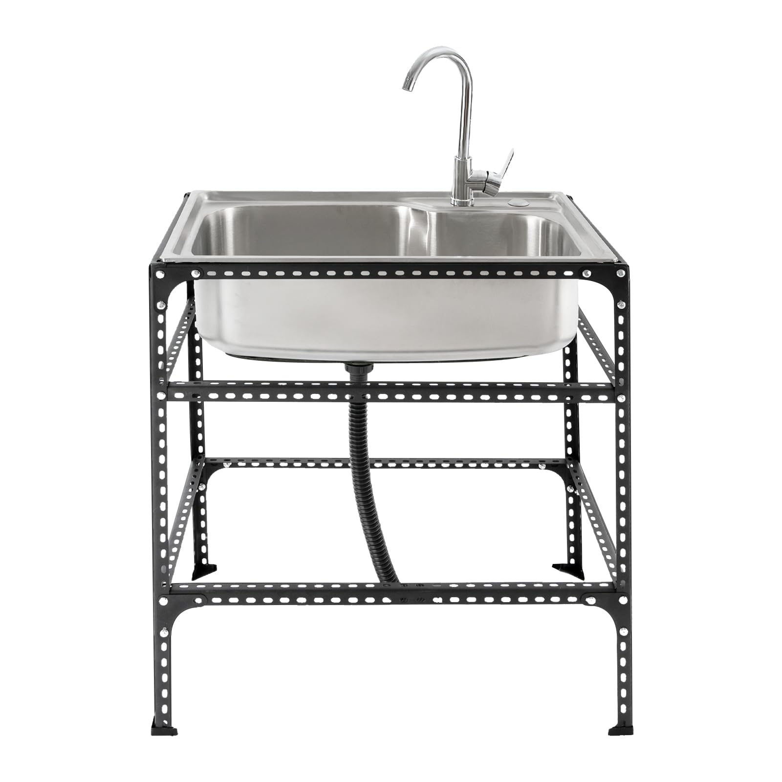Gewerbliche Edelstahl-Einzelbecken-Küchenspüle mit Armatur und Abtropffläche, 28 x 18 x 30 Zoll, ideal für Bars, Restaurants, Hotels und den privaten Gebrauch.