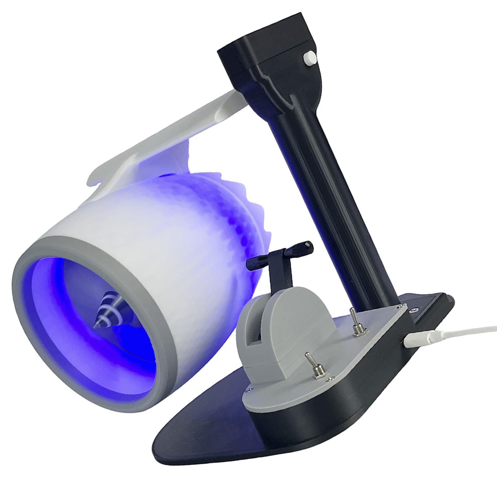 Eujgoov Wentylator Biurkowy USB 2 w 1 Przenośny Wentylator Biurkowy z Nadrukiem 3D z PLA i regulowaną prędkością Nawilżacz Efekt świetlny 50 Ml do Domu, Sypialni, Biura, Użytku w Porze Suchej (BLUE)