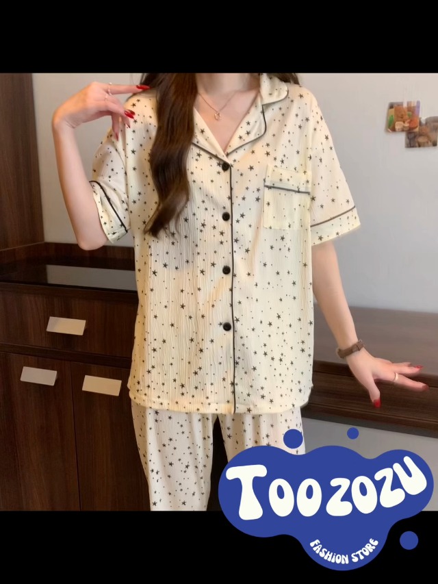 Amazon | [Toozozu] パジャマ 前開き 半袖 上下セット - レディース
