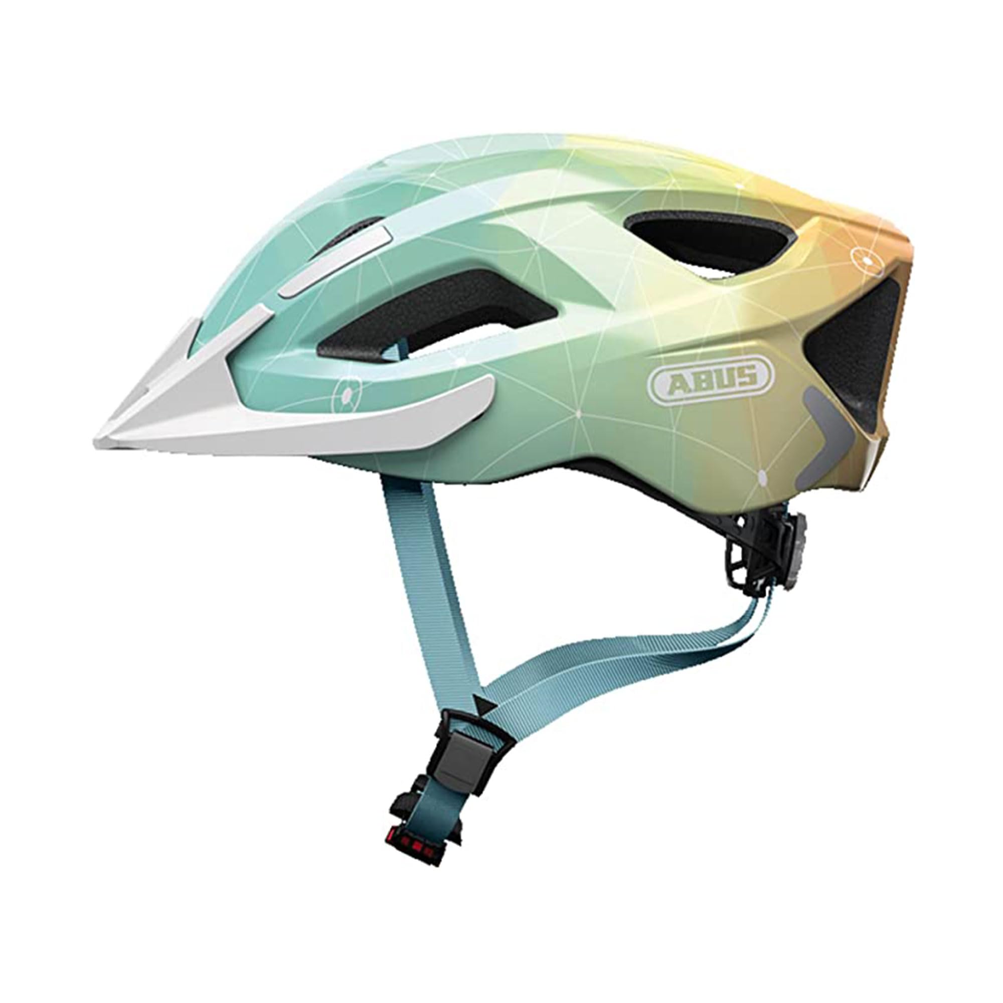 ABUS Kask Rowerowy Aduro 2.0 z Oświetleniem, Jasnon./Pomarań., Rozm. S | Sportowy kask miejski, In-Mold EPS i poliwęglan, dobra wentylacja, odblaski