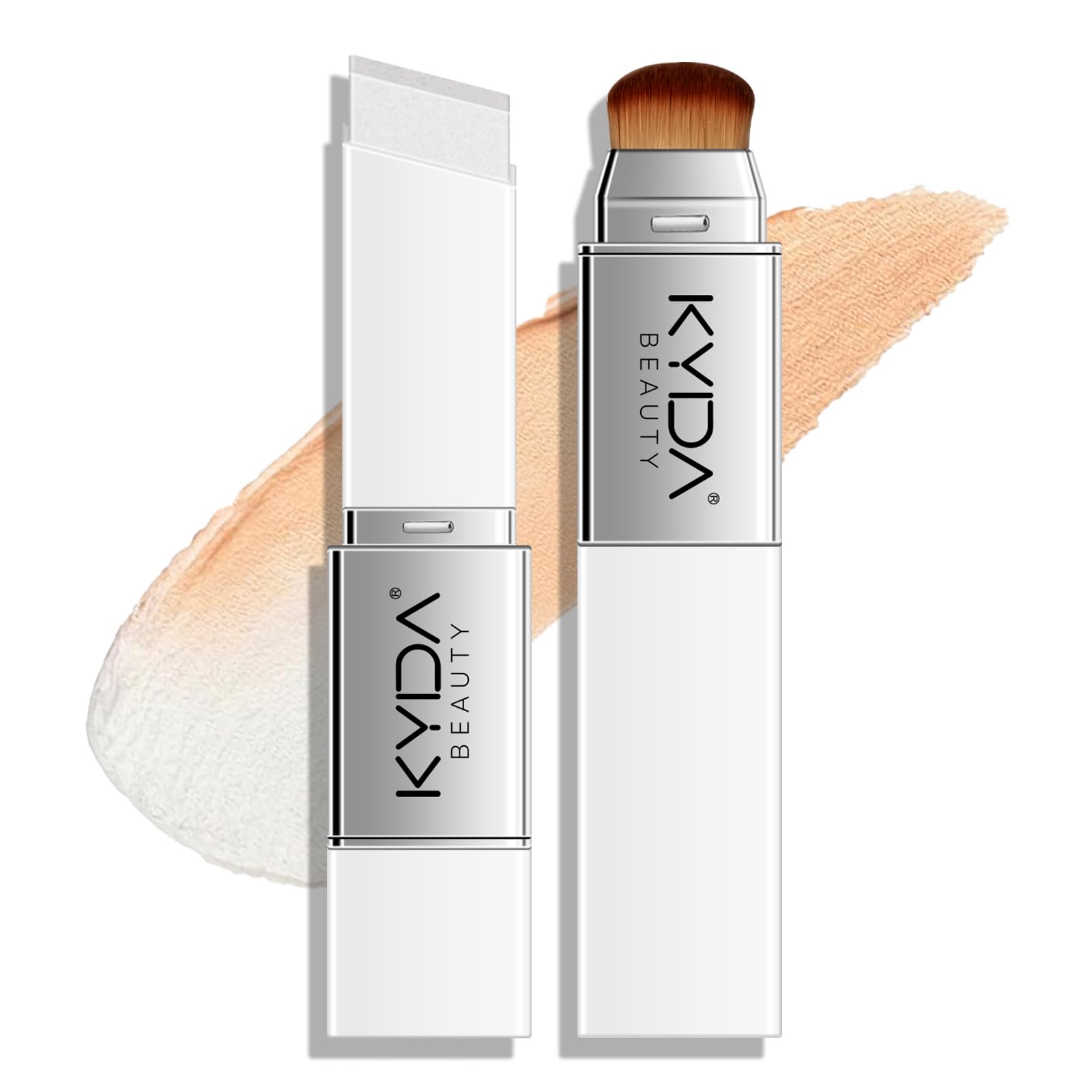 KYDA Color Changing Foundation Stick 2-in-1 Dual Ended Eraser Foundation with Brush Dewy Finish Base Makeup Light to
