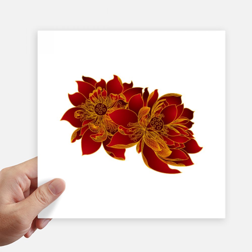 Plante autocollant carré lotus rouge 20cm déco mur et ordinateur